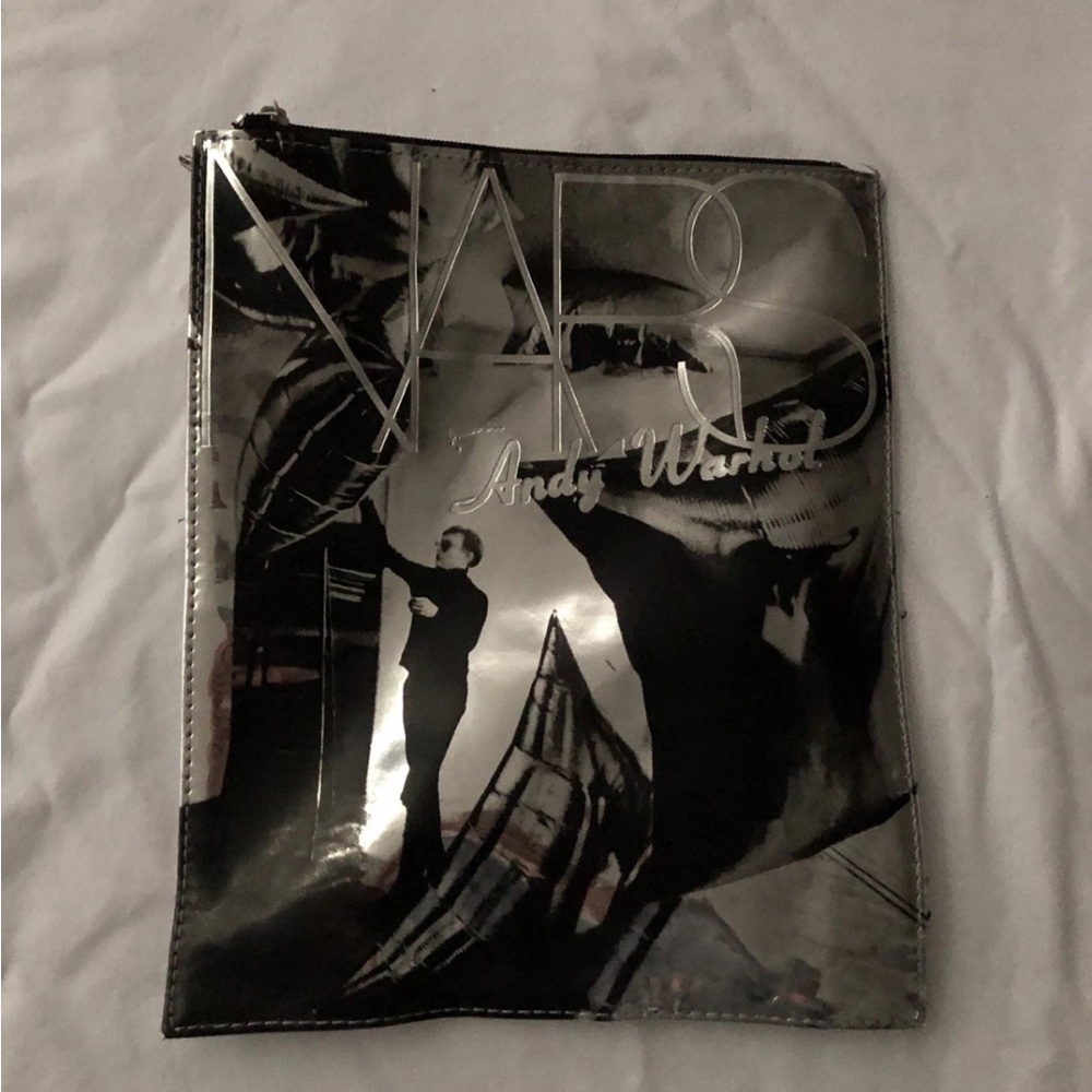 Andy Warhol Silver & Black Zip Pouch Bag - 9” X 7.5”